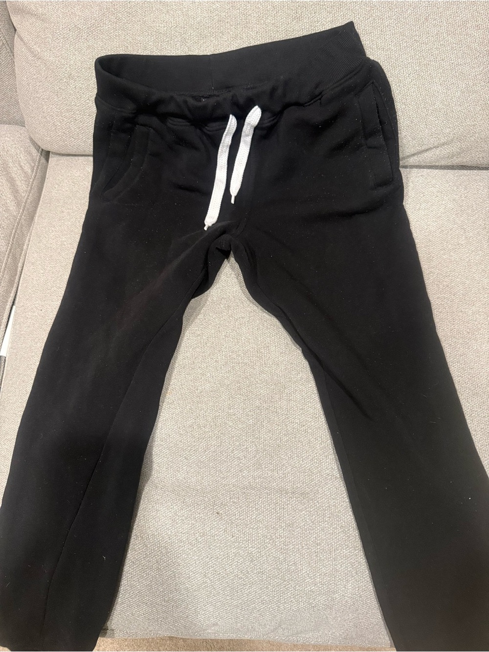 Classic Black Jogger Pants with White Drawstring